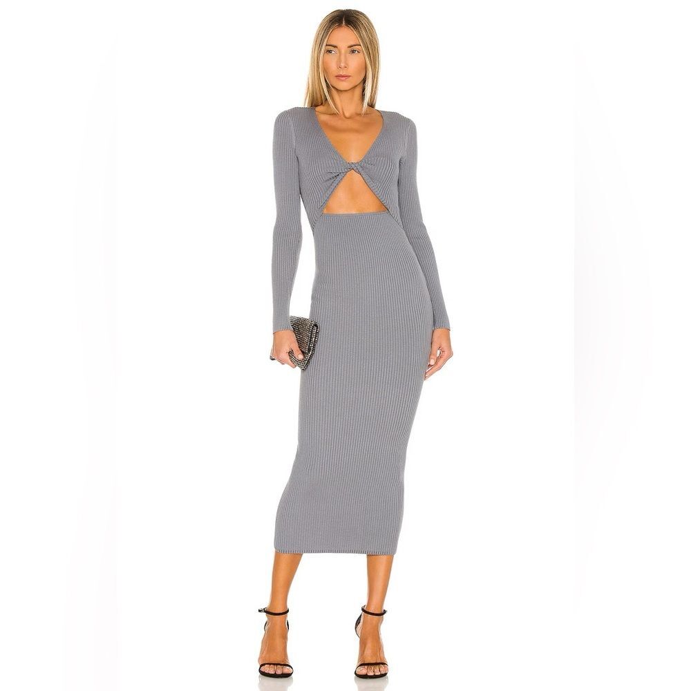 Michael Costello x REVOLVE Mariah Knit Dress in Grey XS NWOT